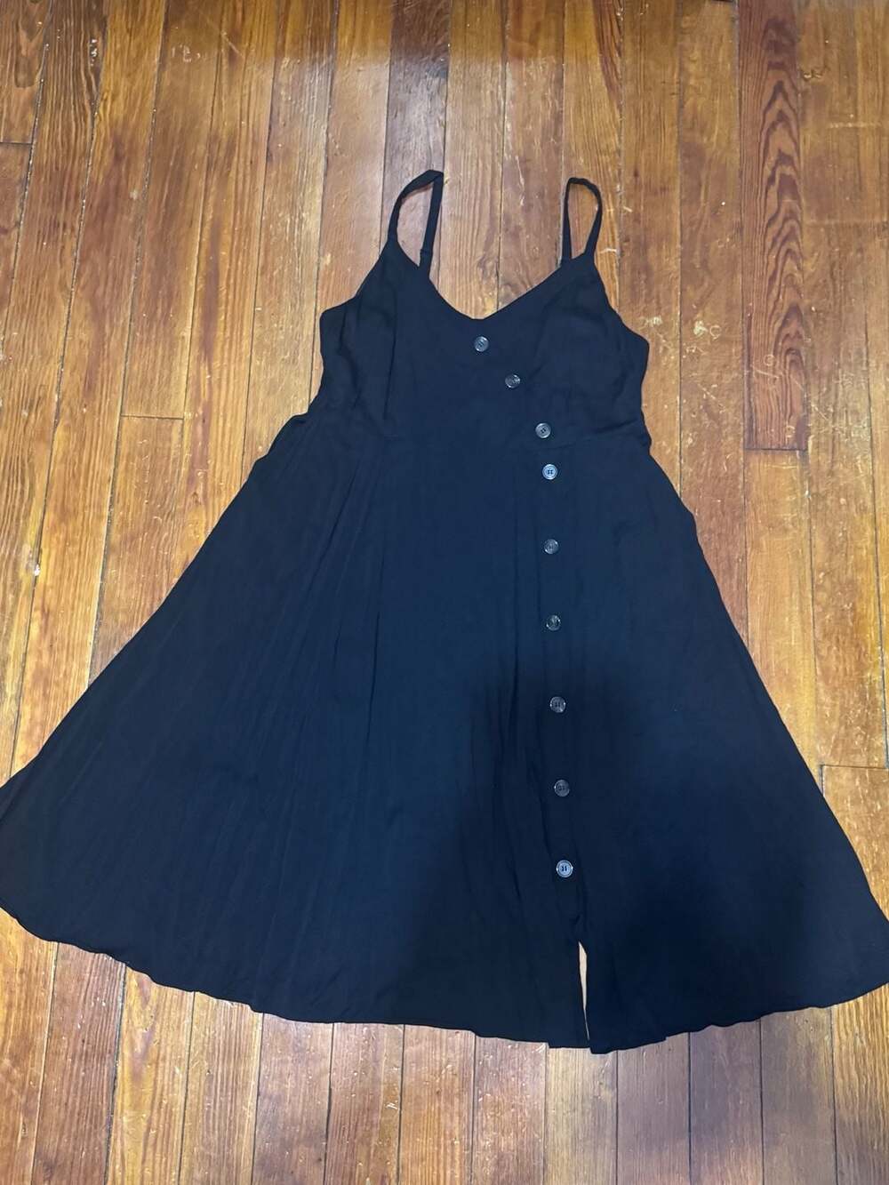 Torrid Black Challis Asymmetrical Button Front Midi Skater Dress with Pockets SI